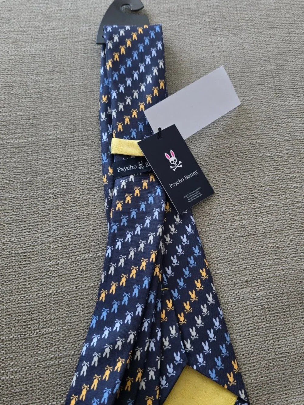 Psycho Bunny Tie 100% Silk English Fabric Made In USA Navy NWT